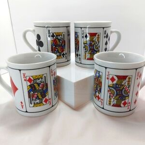 Vintage Poker Deck Of Cards Mug Set (4) Jobar International‎ 8oz